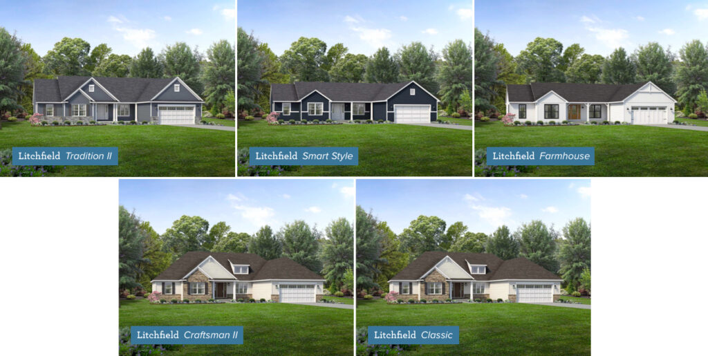 Wayne Homes Litchfield Exteriors: Tradition, Smart Style, Farmhouse, Craftsman, and Classic